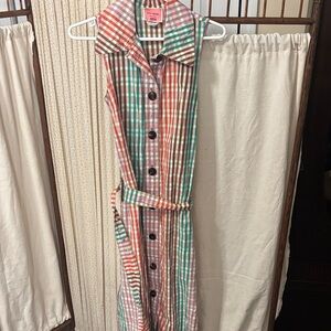 Kate Spade Vibrant Plaid Maxi Shirt Dress